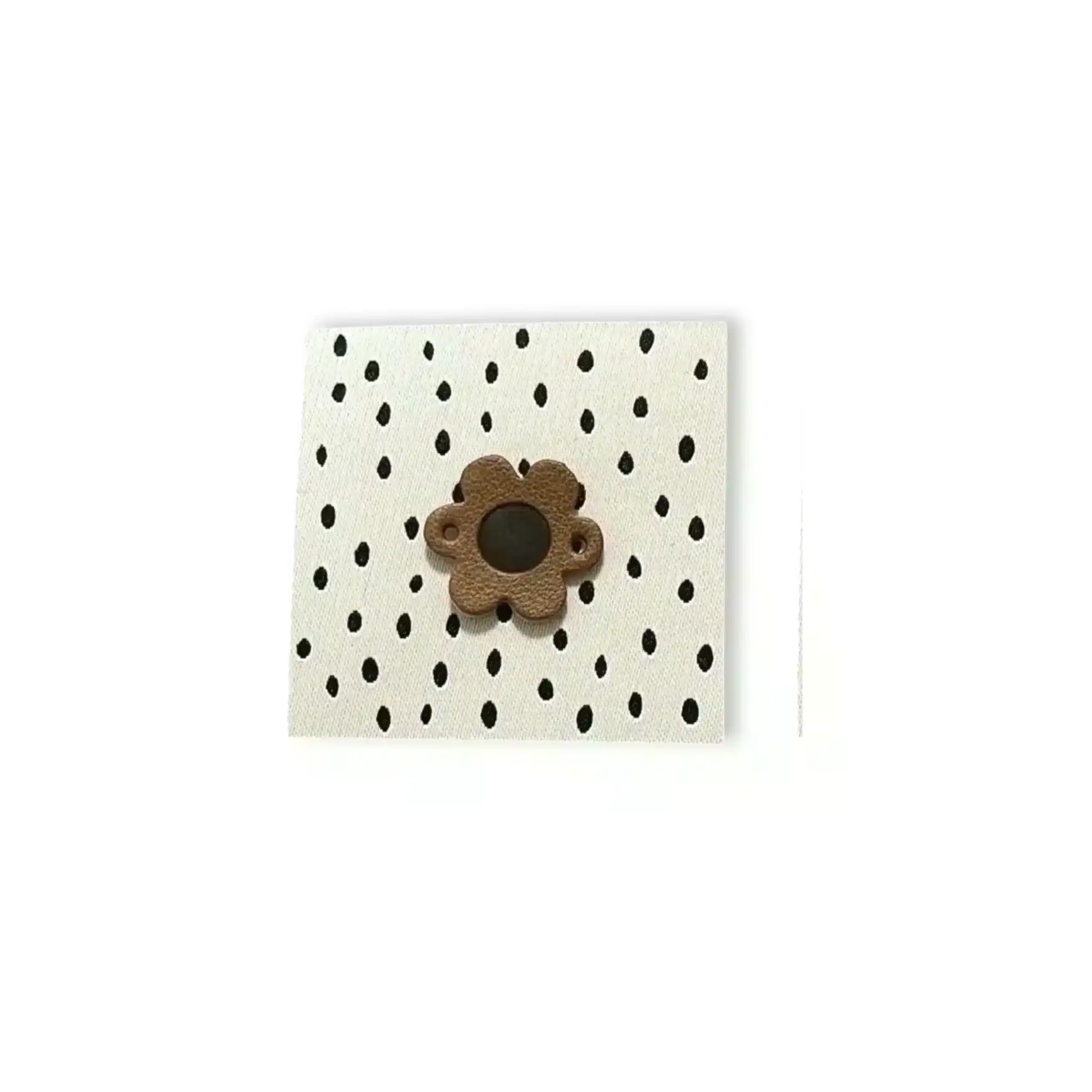 1Set Iron-on Weblabel "Punkte" und Mini-Lederlabel "Blume"