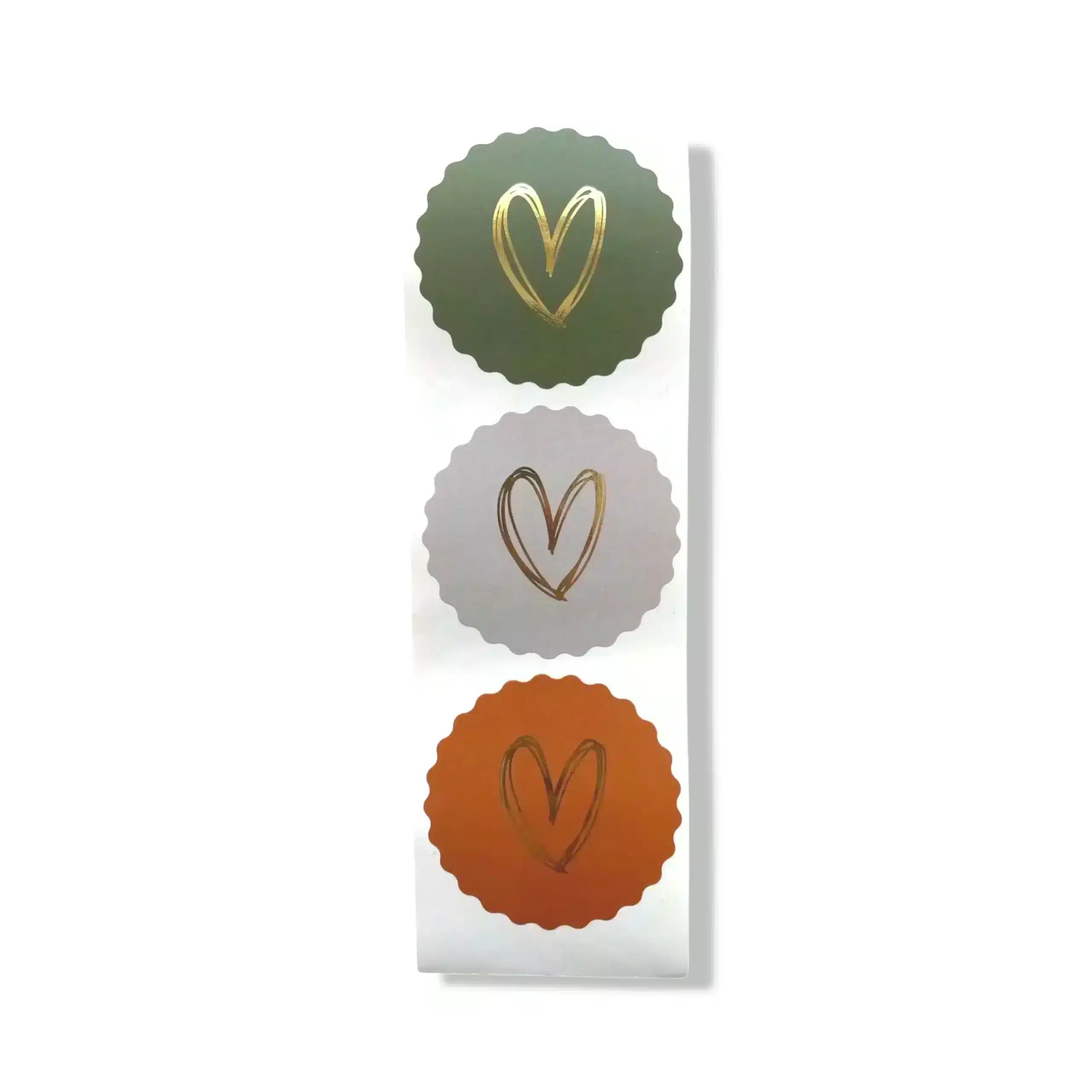 Sticker gold-Effekt Doodle Herz rust-grau-grün 55mm