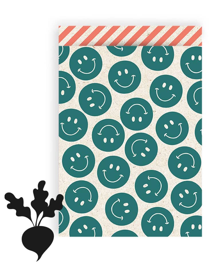 Papiertüte Smiley petrol 17x25mm