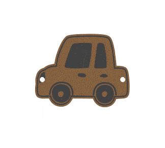 Iron-on Kunstlederlabe Mini "Auto". Motiv-Label mit Iron-on Beschichtung zum Aufbügeln oder Aufnähen.