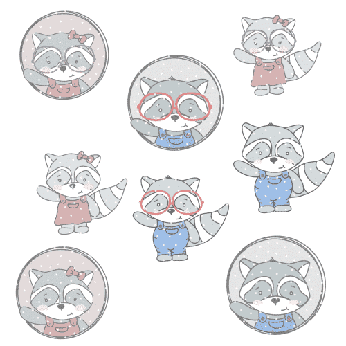 Stickdatei "Waschbär Set"